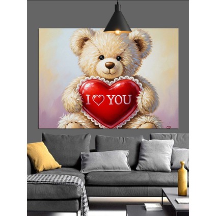 Kalpli Ayıcık "seni Seviyorum" Yazılı Dekoratif Kanvas - Mdf Ahşap Tablo indirimleri