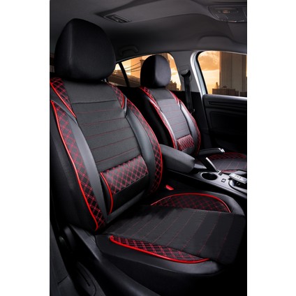 Mazda 3 Uyumlu Yarı Deri Oto Koltuk Kılıfı Ön/arka Set Neta Seri Siyah-Kırmızı fiyatları