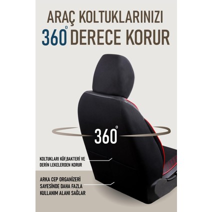 Mazda 3 Uyumlu Yarı Deri Oto Koltuk Kılıfı Ön/arka Set Neta Seri Siyah-Kırmızı fırsatları
