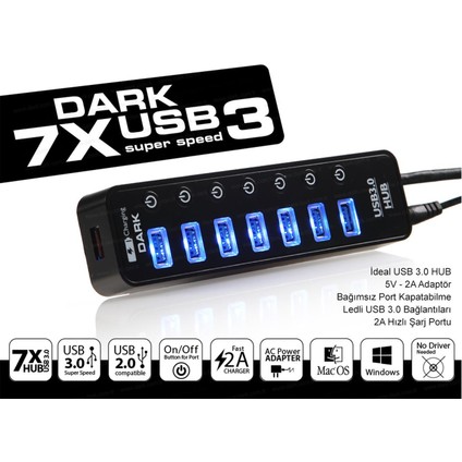 DK-AC-USB371 7+1 Hızlı Şarj Adaptörlü fiyatları