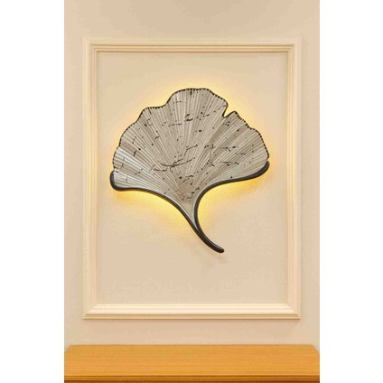 Gümüş Mabet Yaprağı Aplik – 35×32 cm – 9V Pilli