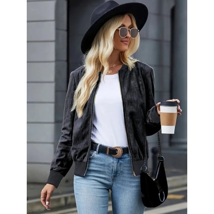 Kadın Uzun Kollu Önden Fermuarlı Süet Ceket fiyatları