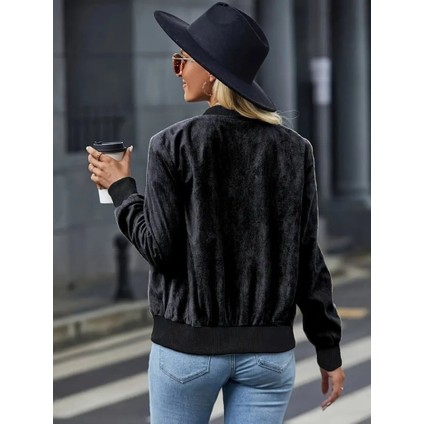 Kadın Uzun Kollu Önden Fermuarlı Süet Ceket modelleri