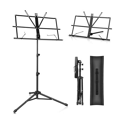 Metal Nota Sehpası, Taşınabilir, Yüksekliği Ayarlanabilir, Üç Ayaklı Tripod ve Nota Dosyası, Kullanımı, Uzun Ömürlü, Siyah fiyatları