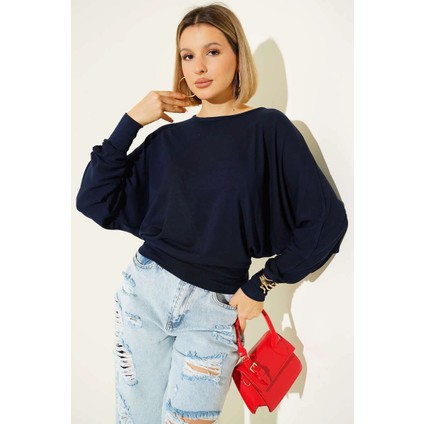 Techmrt Yarasa Kol Salaş Bluz Lacivert T4273 (Beden: Xl) fırsatları