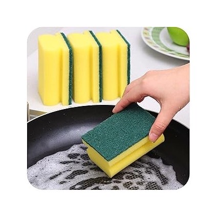 Homesmith Saplı Sünger, Tencere Temizleyici, Yüksek Yoğunluklu Köpük, Sarı, Standart, 10 Adet