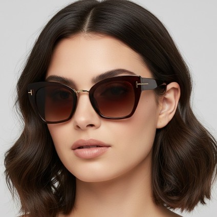 DC2167BRWN Kahverengi Gold Ikonik Bold Cat Eye Kadın Güneş Gözlüğü fırsatları