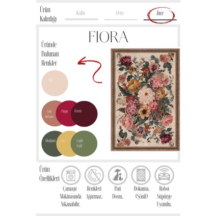 Fiora 205 Bej Çok Renkli Çiçekli Modern Bordürlü Halı Ince Kilim Halı Hol Yolluk Ev Oda Salon Halısı modelleri