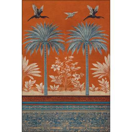 Pera 601 Turuncu Palmiyeli Bohem Halı Renkli Halı Ince Kilim Halı Hol Yolluk Ev Oda Salon Halısı