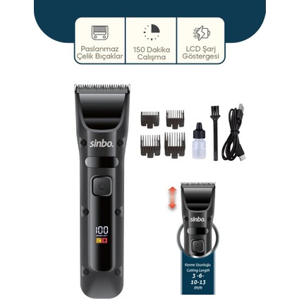 USB Şarjlı - LCD Göstergeli Saç - Sakal Kesme Traş Makinesi SHC-1911 (4940)