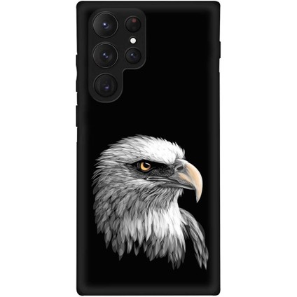 Samsung Galaxy S23 Ultra ile Uyumlu Kartal (0214C) Tasarımlı Siyah Lansman Kılıf