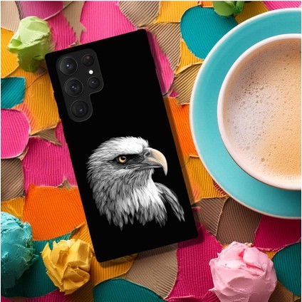 Samsung Galaxy S23 Ultra ile Uyumlu Kartal (0214C) Tasarımlı Siyah Lansman Kılıf fırsatları