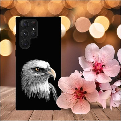 Samsung Galaxy S23 Ultra ile Uyumlu Kartal (0214C) Tasarımlı Siyah Lansman Kılıf indirimleri