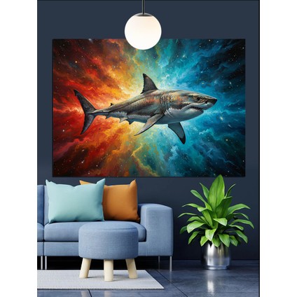 Büyük Beyaz Köpek Balığı Dekoratif Kanvas - Mdf Ahşap Tablo indirimleri