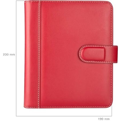 2025 Ajanda Suni Deri Mıknatıs Kapaklı 4 Halka Mekanizmalı Organizer, Kırmızı, 20X23X4 Cm. fırsatları