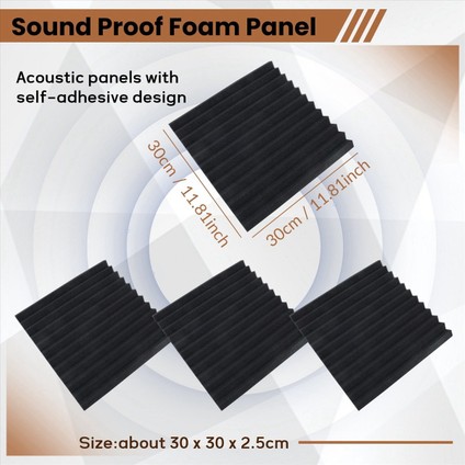 72 Paket Kendi Yapışkanlı Akustik Paneller Ses Geçirmez Köpük Paneller Yoğunluklu Ses Yalıtımı Duvar Panelleri (Siyah) (Yurt Dışından) fırsatları