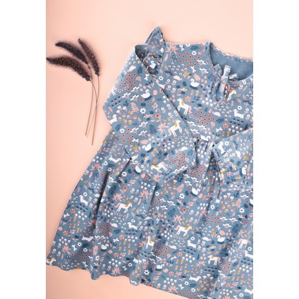 Desenli Mevsimlik Elbise 1-7 Yaş İndigo Mavi fırsatları