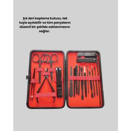 17 Parçalık Deri Kaplamalı Manikür Seti modelleri