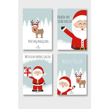 4'lü Yılbaşı Kutlama Kartı Seti/ Kartpostal indirimleri