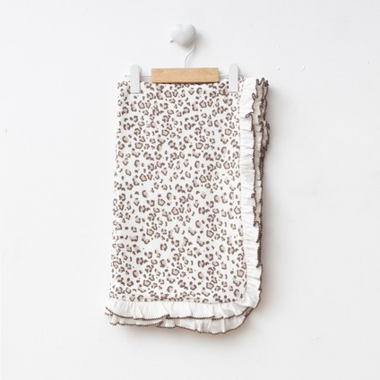 Leopar Desenli Fırfırlı %100 Pamuk 90X100 Battaniye