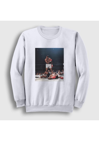 Unisex Beyaz Knockout Muhammed Ali Sweatshirt