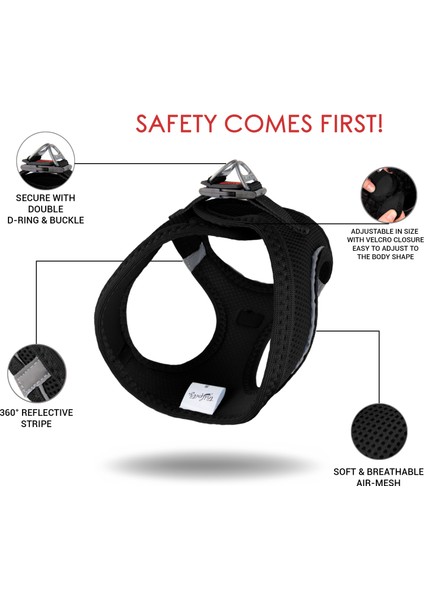 Air-mesh Harness Köpek Göğüs Tasması Siyah