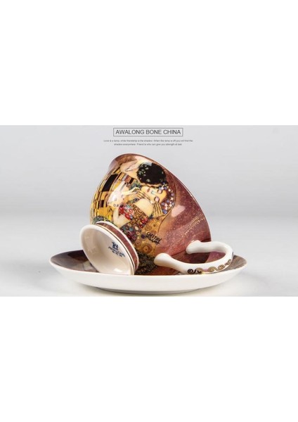 Avusturya Resimlerinde Öpücük Boyama Kahve Fincanları ve Tabaklar Yaratıcı Kalite Kemik Çin Çay Bardağı Seti Öğleden Sonra Fincan Gelgit Seramik Kahve Fincanı ve Tabak Setleri (Yurt Dışından) fiyatları