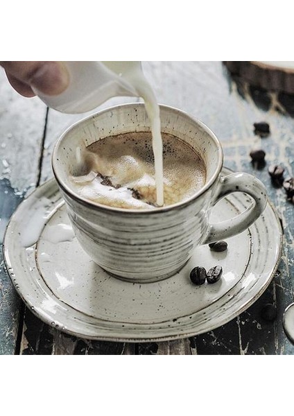 Japon Retro Kahve Fincanı Set Seramik Yaratıcı Süt Kupası Set Kahvaltı Çay Çevre Dostu Tazas Porselen Kahve Fincanı Seti EB5BD Kupa ve Tabaklar (Yurt Dışından) modelleri