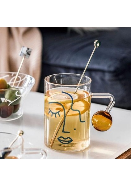 Baskılı Şeffaf Yaratıcı Isıya Dayanıklı Cam Kahve Çay Içecekler Kahvaltı Buz Bira Cam Bardak Kolu Drinkware Süt Suyu Kupa | Bira Steins (Yurt Dışından) fiyatları