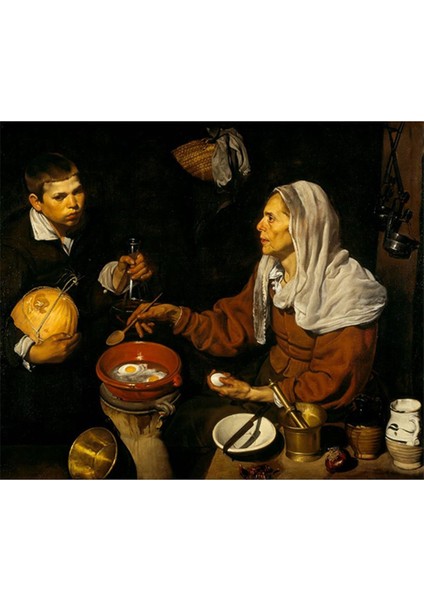 Diego Velazquez Yaşlı Kadın Kızartma Yumurtaları PixArt Sanat Elmas Mozaik Tablo Diamond Türkiye 56*51