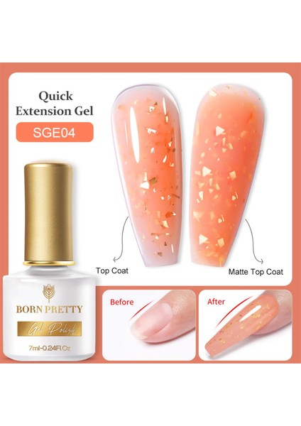 7ml Gold Flakes Glitter Quick Building Gel SGE04 (55453)