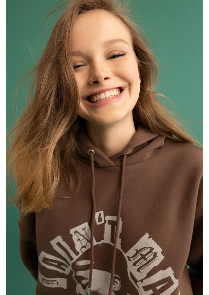 Coool Tupac Shakur Oversize Geniş Kalıp Kapüşonlu Baskılı Kalın Kumaş Sweatshirt A0636AX23SP modelleri