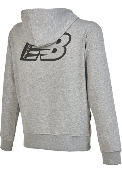 New Balance Nb Man Lifestyle Hoodie Grey Erkek Sweatshirt MNH1318-AG