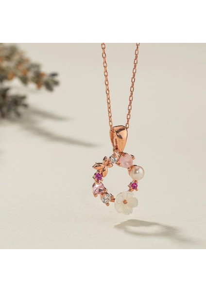 Inci Taneli Manolya Çiçeği Kadın Gümüş Kolye