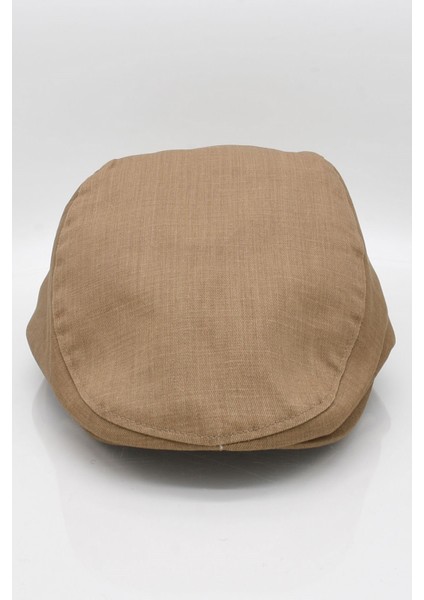 Erkek Camel Kasket Keten Yazlık Flat Cap Şapka