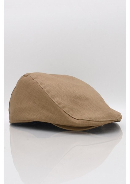 Erkek Camel Kasket Keten Yazlık Flat Cap Şapka