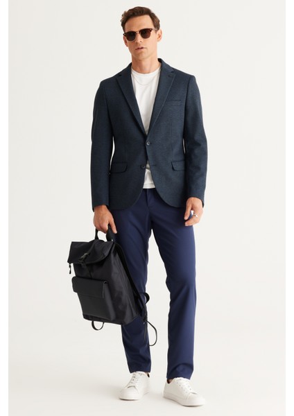 ALTINYILDIZ CLASSICS Erkek Siyah-lacivert Slim Fit Dar Kesim Mono Yaka Diagonal Desenli Blazer Ceket indirimleri