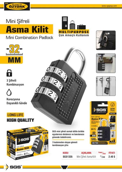 SGS Şifreli Asma Kilit