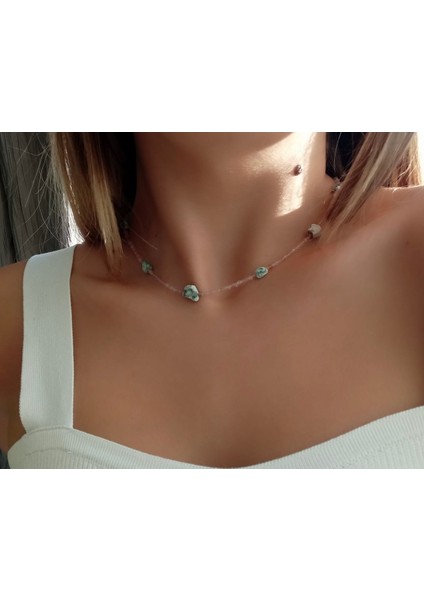 Pembe Kuvars Larimar Kolye