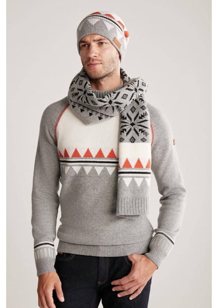 Desenli Kaşmir Karışım Gri Atkı modelleri