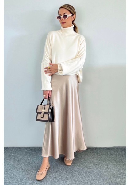 Luna Bel Lastikli Maksi Boy Gold Saten Etek