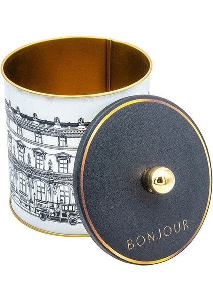 ER143-4F City Bonjour Desenli Yuvarlak Metal Saklama Kabı 14 cm modelleri