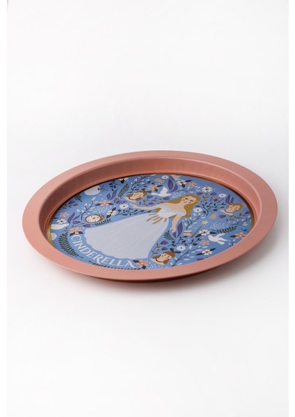 EE163-U9 Tales Cinderella Desenli Yuvarlak Tepsi 36 cm