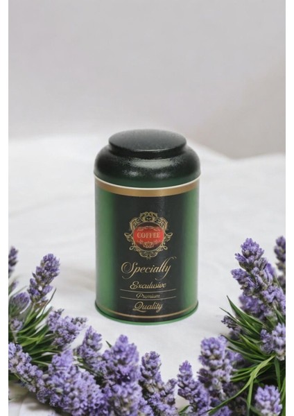 Premium Desenli Kahve Saklama Kabı Metal 1.4 lt - Koyu Yeşil