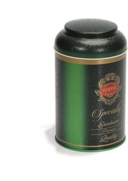 Premium Desenli Kahve Saklama Kabı Metal 1.4 lt - Koyu Yeşil