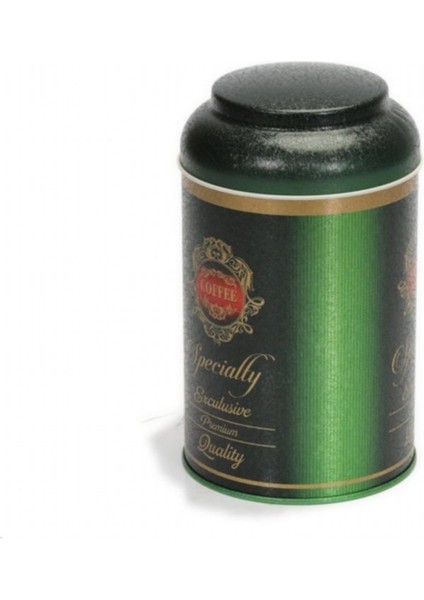 Premium Desenli Kahve Saklama Kabı Metal 1.4 lt - Koyu Yeşil