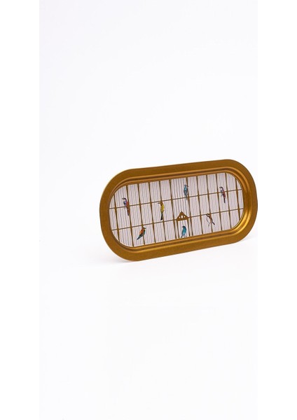 EE168-T7 Bird Cage Desenli Oval Tepsi 16X35 cm