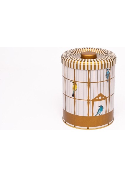 ER188-T7 Bird Cage Desenli Yuvarlak Metal Saklama Kabı 14 cm