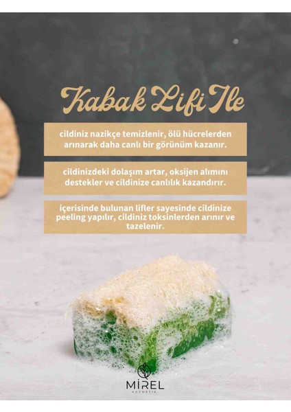 Doğal Kabak Lifli Aloe Vera Sabunu - Kabak Lifli Sabun - Katkısız - Doğal - Peeling Etkili