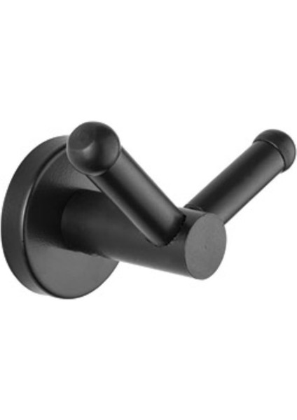 Paslanmaz Lüx Mat Siyah Ikili Bornozluk Havlu Askılığı